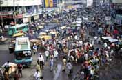 Rikshaws traffic jam. Dhaka. Bangladesh.