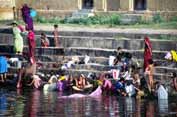 Morning washing at Khajuraho. India.