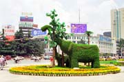 Kunming town. Advertising for garden Expo. China.