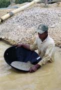 Worker at diamond mining field in Cempaka. Kalimantan, Indonesia.