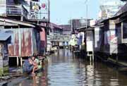 Life on river channels in Banjarmasin. Kalimantan, Indonesia.