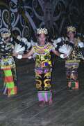 Traditional dayak dance. Long Ampung village. Kalimantan, Indonesia.