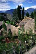 Traditional village of Dani tribe. South part of Baliem Valley. Papua, Indonesia.