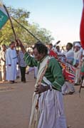 Whirling dervishes are coming. Their color is green. Hamed-an Nil Mosque, Khartoum (Omdurman). Sudan.