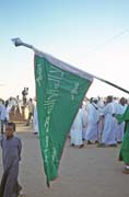 Whirling dervishes are coming. Their color is green. Hamed-an Nil Mosque, Khartoum (Omdurman). Sudan.