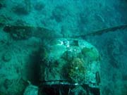 Diving around Togian islands, Kadidiri, plane wreck B24 from the 2nd World War sunken on Mai 3rd, 1945. Sulawesi, Indonesia.