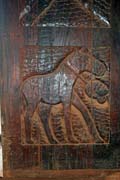 Decorated doors at palace of Dahomey kings at Abomey town. Benin.