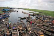 Wharf at Abomey-Calavi town at lakeside of Lake Nokou�. Benin.