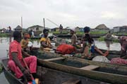 Morning floating market at Ganvi� town. Benin.