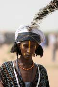 Man from nomadic Wodaab� tribe (also called Bororo) before Yaake dance. Cure Sal�e (Salt cure) festival at In-Gall town. Niger.