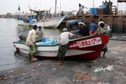 Fish harbor at the edge of Al-Hudayda town. Yemen.