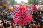 Thaipooya Mahotsavam Festival and its ritual Kavadiyattom dance. Sree Maheswara Temple at Koorkancheri in the Thrissur town at Kerala. India.