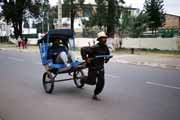 Local transport pousse-pousse, Antsirabe. Madagascar.