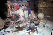Coffee preparation during coffee ceremony. Local village at Simien mountains. Ethiopia.