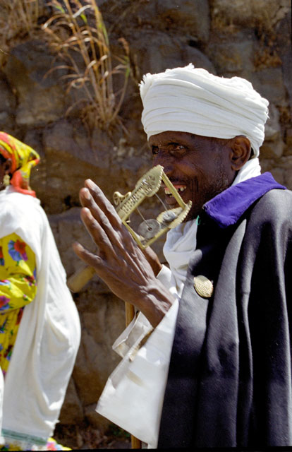 Monk during Timkat.Lalibela. North,  Ethiopia.
