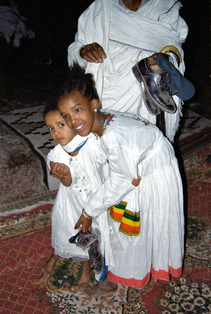 Girls at church during Timkat. Lalibela. North,  Ethiopia.