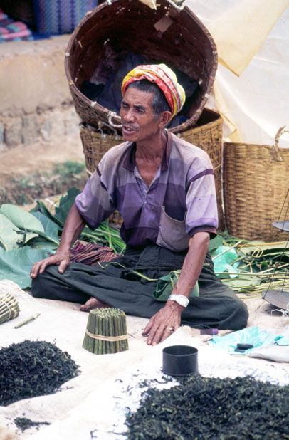 At the market - tobacco and cheroots selling. Inle lake area. Myanmar (Burma).