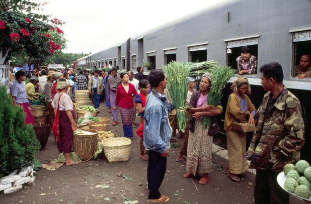 At railway station. Area around Kalaw village. Myanmar (Burma).