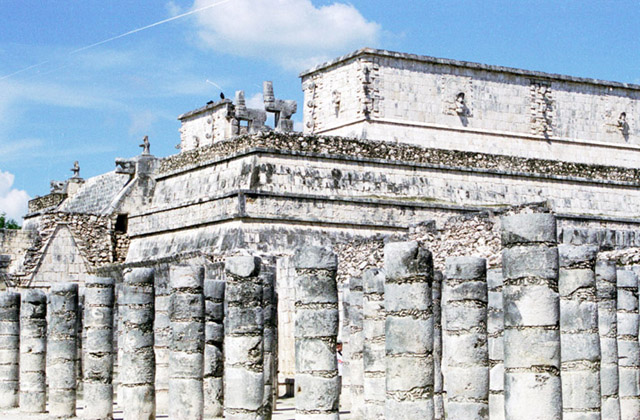 Chichen Itza,Plaza of A Thousand Columns and Temple of the Warriors, built between 900 and 1200 A.D. Mexico.