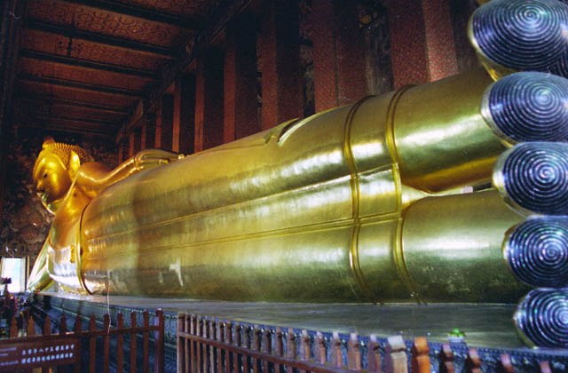 Reclining Buddha in temple Wat Pho. Bangkok. Thailand.