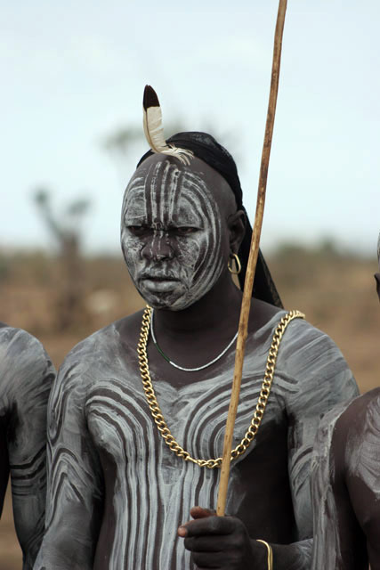 Mursi man. South,  Ethiopia.