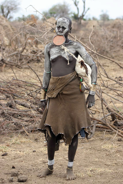 Mursi woman. South,  Ethiopia.