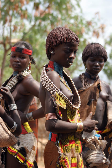 Hamar people at Turmi market. South,  Ethiopia.
