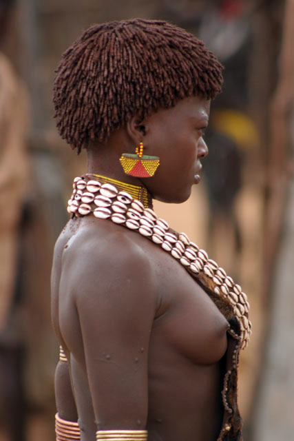 Hamar people at Turmi market. South,  Ethiopia.