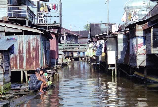 Life on river channels in Banjarmasin. Kalimantan,  Indonesia.