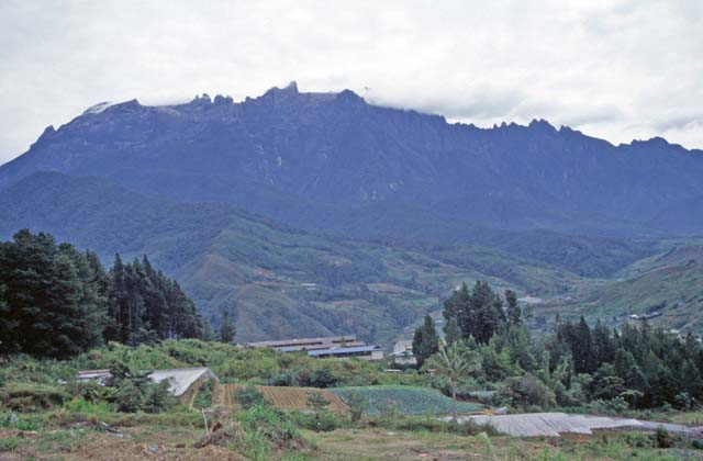 View to the massif of Mt. Kinabalu. Sabah,  Malaysia.
