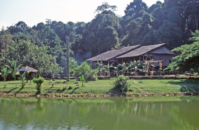 Longhouse. Cultural village near Kuching. Sarawak,  Malaysia.