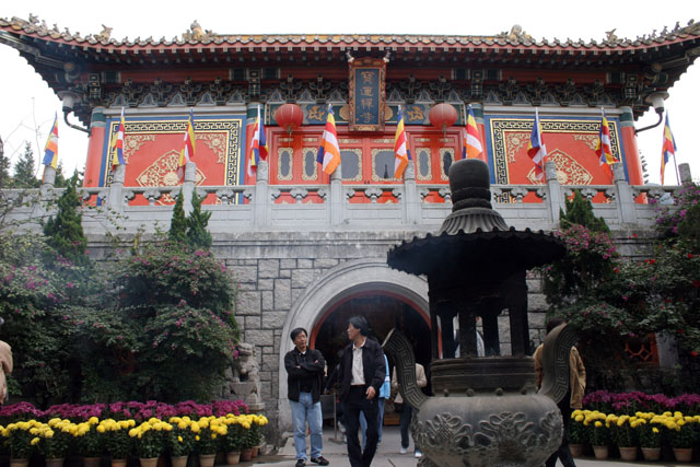 Po Lin Buddhist monastery. Place where Tian Tan Buddha statue is found. Hong Kong.
