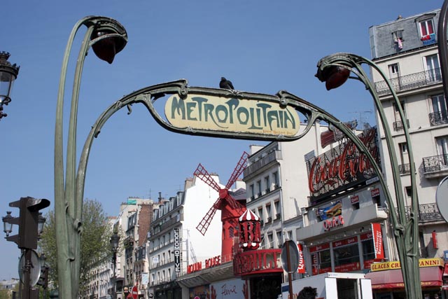 Art nouveau metro entrance at Montmartre, Paris. France.