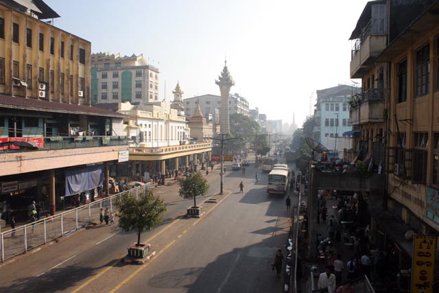 Street near Bogyoke Aung San Market, Yangon. Myanmar (Burma).