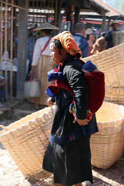 Woman from Pa-O tribe at Inle Lake market. Myanmar (Burma).