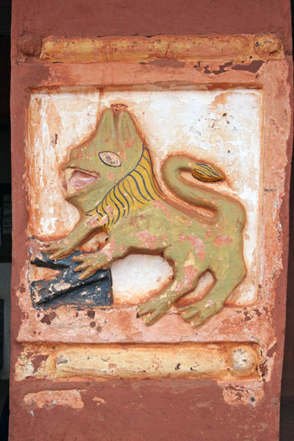 Decoration of palace buildings of Dahomey kings at Abomey town. Benin.