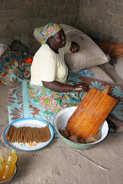 Local candy which is side effect of making oil. Rey Bouba village. Cameroon.