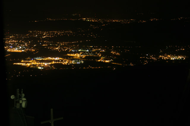 Night view from Jested hotel to Liberec. Czech Republic.