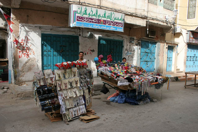 Street vendors at Al-Mukalla port town. Yemen.