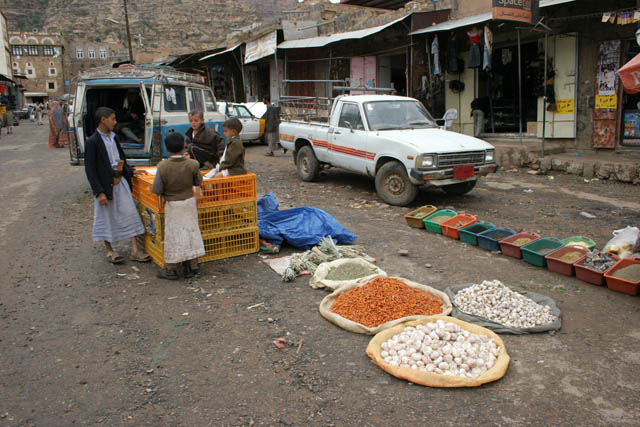 Market at Shibam-Kawkaban village. Yemen.