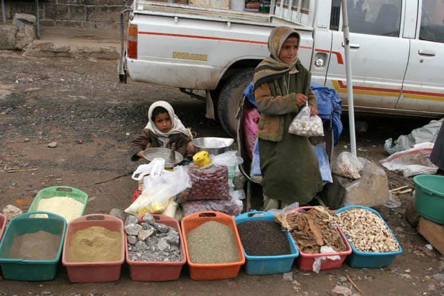 Market at Shibam-Kawkaban village. Yemen.