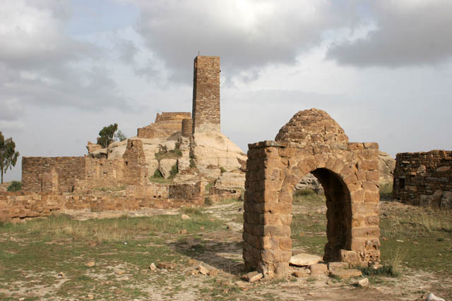Fortress Husn Thilla is rising upon the Thilla village. Yemen.