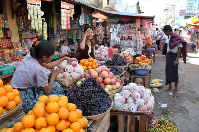 At the market, Sittwe town. Myanmar (Burma).