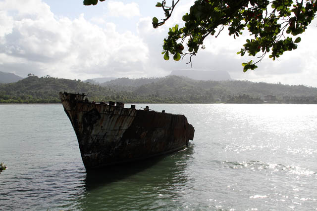 Shipwreck at Baracoa town. Cuba.